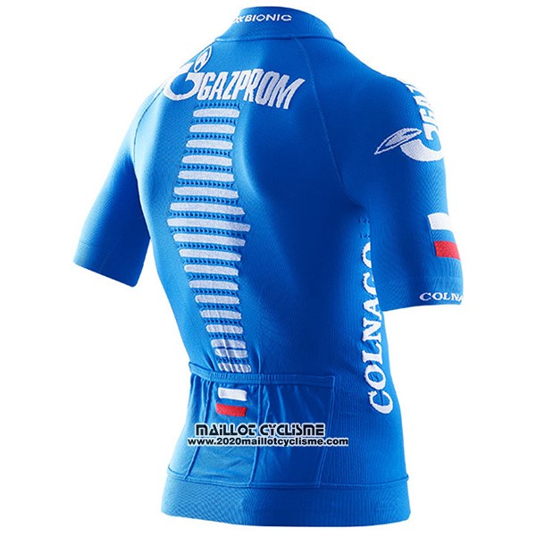 2017 Maillot Ciclismo Gazprom Rusvelo Colnago Bleu Manches Courtes et Cuissard